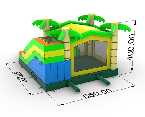บ้านใช้งานอัดอัดป่า บ้านกระโดดกับสไลด์ต้นปาล์ม