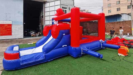บ้านกระโดดในบ้าน / นอกของ Spiderman พร้อมสไลด์สําหรับงานเลี้ยงเด็ก