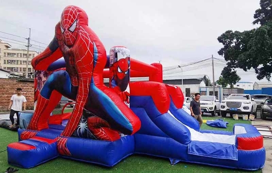 บ้านกระโดดในบ้าน / นอกของ Spiderman พร้อมสไลด์สําหรับงานเลี้ยงเด็ก