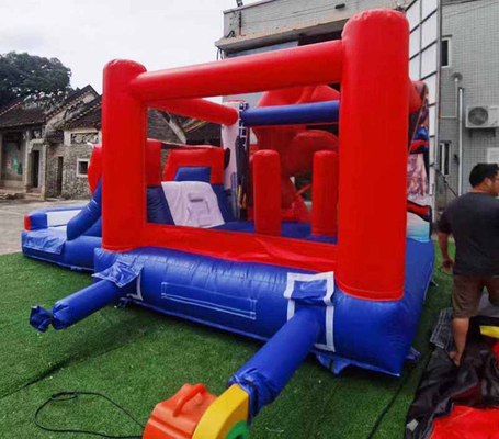 บ้านกระโดดในบ้าน / นอกของ Spiderman พร้อมสไลด์สําหรับงานเลี้ยงเด็ก
