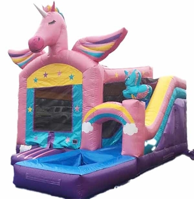 OEM/ODM Unicorn Bounce House With Small Slide & Pool PVC และสามารถปรับแต่งได้