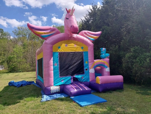 OEM/ODM Unicorn Bounce House With Small Slide & Pool PVC และสามารถปรับแต่งได้
