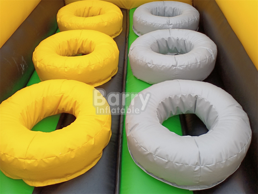 สวนสนุกน้ําแห้งลมใหญ่ในกลางแจ้ง National Indoor Big Bounce House With Wipe Out Game Slide การปีนกําแพง