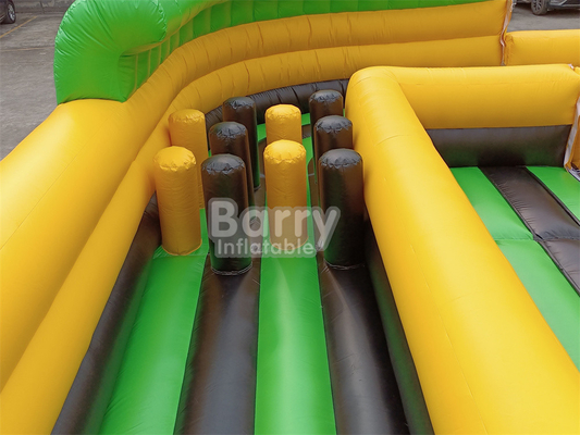 สวนสนุกน้ําแห้งลมใหญ่ในกลางแจ้ง National Indoor Big Bounce House With Wipe Out Game Slide การปีนกําแพง