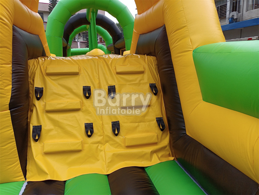 สวนสนุกน้ําแห้งลมใหญ่ในกลางแจ้ง National Indoor Big Bounce House With Wipe Out Game Slide การปีนกําแพง