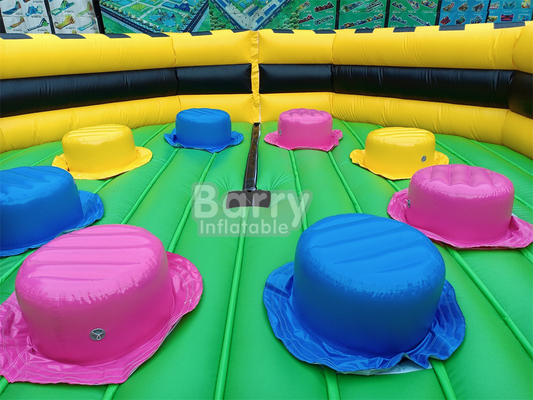 สวนสนุกน้ําแห้งลมใหญ่ในกลางแจ้ง National Indoor Big Bounce House With Wipe Out Game Slide การปีนกําแพง