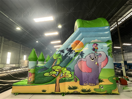 สามารถปรับปรุง 6x4M สัตว์ inflatable slide สําหรับเด็ก