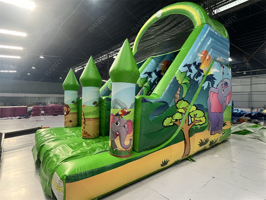 สามารถปรับปรุง 6x4M สัตว์ inflatable slide สําหรับเด็ก