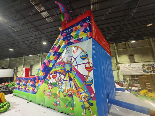 สไลด์เป่าลมตัวตลก 8x4.7x6.5 เมตร สำหรับงานปาร์ตี้เด็ก ทำจาก PVC แบบสั่งทำ