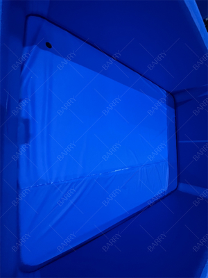 อ่างอาบน้ําน้ําน้ําแข็งสีน้ําเงินเข้ม Custom PVC Drop Stitch สระว่ายน้ําอัดอัดด้วยฝาสําหรับเด็ก