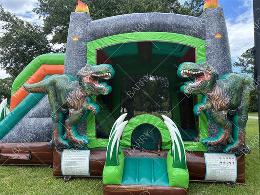 T-Rex ไดโนเสาร์ สไลด์น้ําแบบอัดอัด บ้านกระโดด คอมโบ้ บ้านกระโดดแบบอัดอัด
