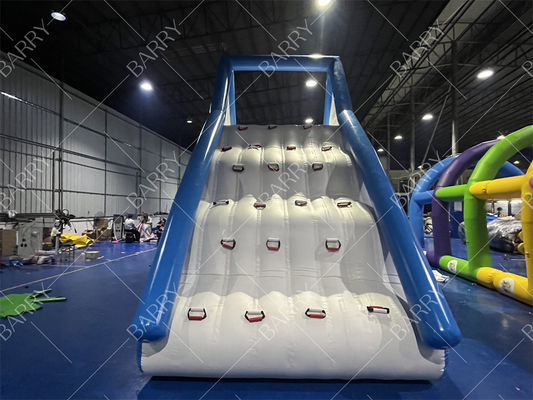 Commercial Inflatable Floating Water Slide Toys With Climbing Wall For Water Park