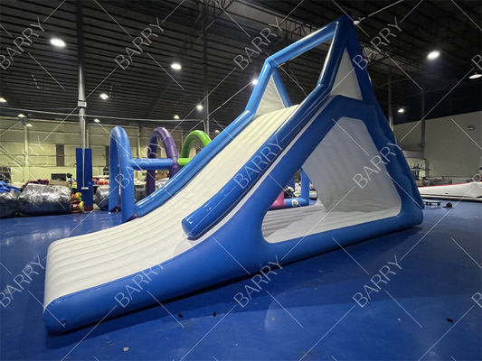 Commercial Inflatable Floating Water Slide Toys With Climbing Wall For Water Park