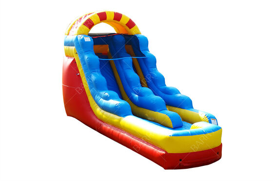 สไลเดอร์น้ำคู่ 15 ฟุตสำหรับเด็ก พร้อมสระน้ำขนาดใหญ่ สไลเดอร์น้ำเป่าลม