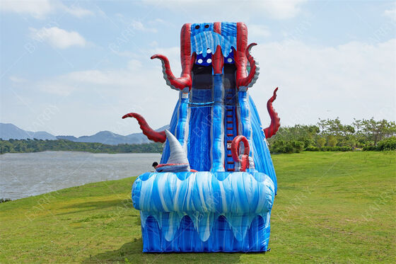 สไลเดอร์น้ำเป่าลมขนาดใหญ่สำหรับผู้ใหญ่ 25 ฟุต Ocean Battle Slide Pool