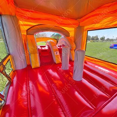 ปราสาทเป่าลมไดโนเสาร์สำหรับงานปาร์ตี้ บ้านกระโดด ปราสาทเป่าลมได้ ปราสาทเป่าลมจูราสสิคเวิลด์พร้อมสไลเดอร์ สระว่ายน้ำ บ้านกระโดดไดโนเสาร์