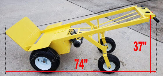 รถบรรทุกมือแรงไฟฟ้า 4 ล้อ หนัก Dolly กับลินช์สําหรับยกบ้านกระโดดแบบอัดอัด