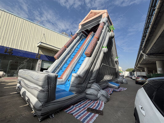 สไลเดอร์น้ำเป่าลมขนาดใหญ่เกรดเชิงพาณิชย์, สไลเดอร์สองเลนธีมทรอปิคอลแบบเปียก/แห้งสำหรับสวนสนุกและเทศกาล