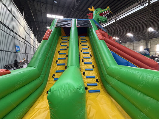 สวนน้ําระดับพาณิชย์ Dragon Inflatable สนามเล่นน้ําหลายสไลด์ที่มีสระว่ายน้ําขนาดใหญ่ สําหรับสวนสนุก เทศกาล