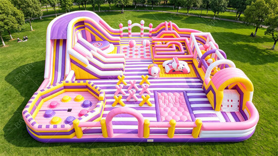 Neon Party Inflatable Fun City ลงแสง LED ทั้งหมดในหนึ่ง สนามพุ่งและอุปสรรคพร้อมสไลด์ PVC ประกอบการค้า สําหรับตลาดกลางคืน งานศูนย์การค้า และงานเลี้ยงที่มีธีม