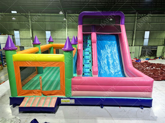 บ้านกระโดดแบบอัดอัดแบบอัดอัดสีสัน Princess Castle กับสไลด์