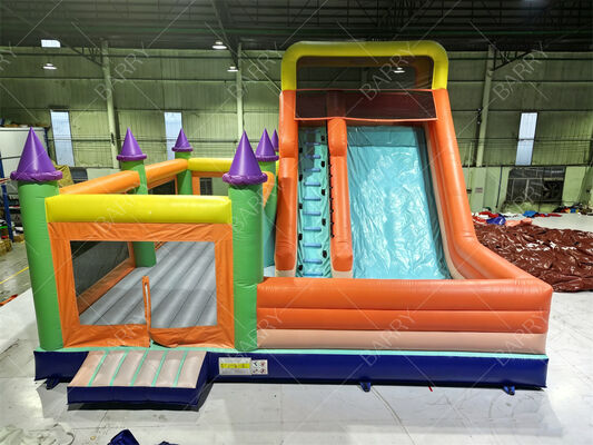 บ้านกระโดดแบบอัดอัดแบบอัดอัดสีสัน Princess Castle กับสไลด์