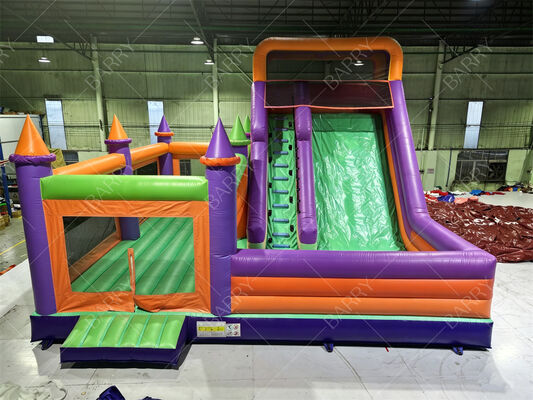 บ้านกระโดดแบบอัดอัดแบบอัดอัดสีสัน Princess Castle กับสไลด์