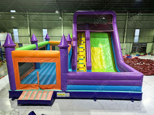 บ้านกระโดดแบบอัดอัดแบบอัดอัดสีสัน Princess Castle กับสไลด์