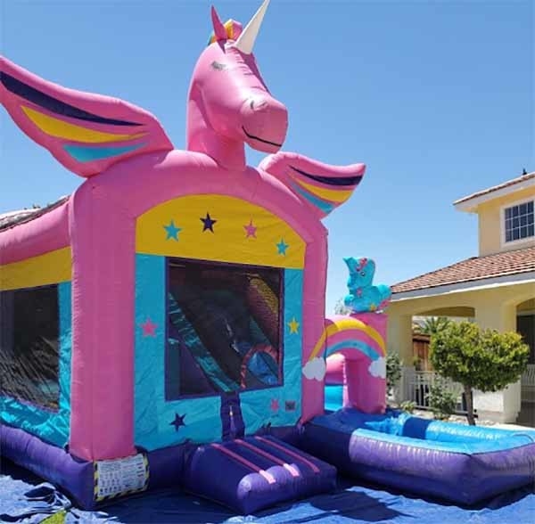 OEM/ODM Unicorn Bounce House With Small Slide & Pool PVC และสามารถปรับแต่งได้