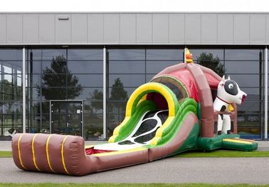 การพิมพ์พอง Inflatable กลางแจ้งวัวฟาร์มด้วยสไลด์สำหรับเหตุการณ์