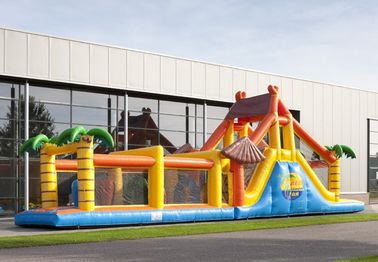Bounce House อุปสรรคหลักสูตร Jumpers รันชายหาด 17.5m สำหรับผู้ใหญ่