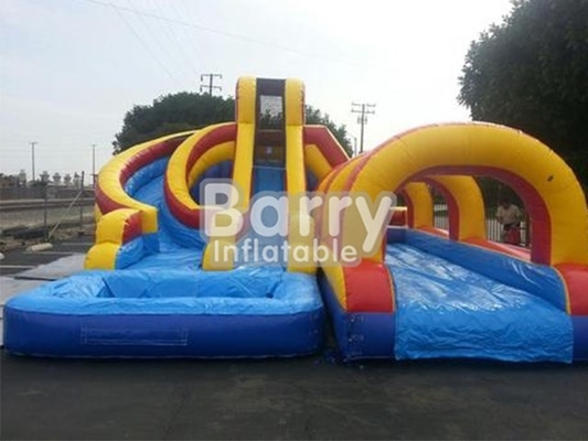 Crazy Cash Backyard Barry สไลด์น้ำทำให้พอง 17ft สีเหลืองและสีน้ำเงิน