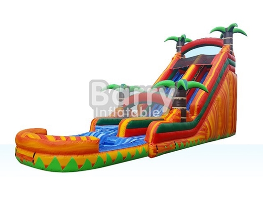 0.55mm Pvc Tarpaulin สไลด์น้ำทำให้พอง Jungle Theme Slip Slide Water Slide