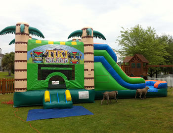 คอมเพรสเซอร์แบบเปียก / แห้งแบบพอง, 0.55MM PVC Jungle Inflatable bouncer พร้อมสไลด์
