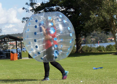 1.2m เส้นผ่านศูนย์กลาง TPU / PVC ฟุตบอลฟอง, ของเล่นเป่าลมกลางแจ้ง 0.8mm Bubble Soccer