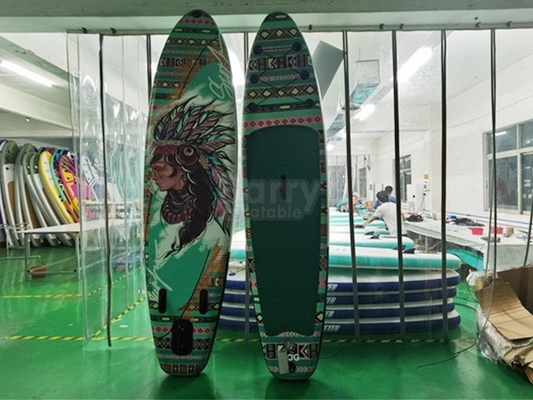 ชั้นเดียว 28 ปอนด์ Inflatable Stand Up Paddle Boards Green Mix