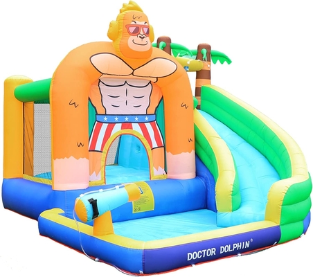 ด็อกเตอร์ดอลฟินสไลเดอร์น้ำทำให้พองสำหรับเด็กวัยหัดเดิน Water Bounce House พร้อม Splash Pool