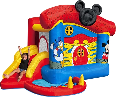 0.55mm PVC Inflatable Bouncer Disney Mickey Mouse Funhouse บ้านตีกลับกลางแจ้งพร้อมสไลด์