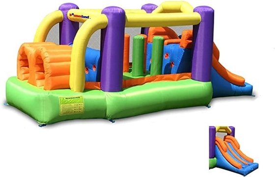 0.55mm PVC Inflatable Racer Obstacle Bounce House พร้อมสไลด์คู่