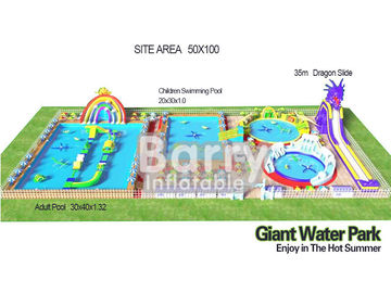 สวนหลังบ้าน 3D Inflatable การก่อสร้างสวนน้ำยักษ์ 0.55mm PVC Tarpaulin