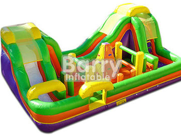 Bouncy อุปสรรคกลางแจ้ง Inflatable ฉากสไลด์ Combo กับกำแพงปีนเขาเล็ก ๆ