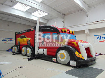 กลางแจ้งยักษ์ที่น่าสนใจสีแดงทำให้พองรถดับเพลิง Bouncy อุปสรรคหลักสูตร
