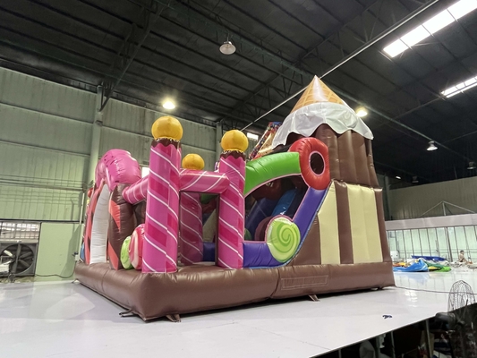 PVC Kids Custom Inflatable Jumpers ให้เช่า บ้านพุ่งแบบอัดอัด แบบน้ําตาล