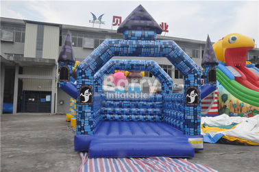 0.45mm PVC Bouncer Inflatable Blue Bouncy ปราสาทบ้านปราสาทสำหรับเทศกาลฮาโลวีน