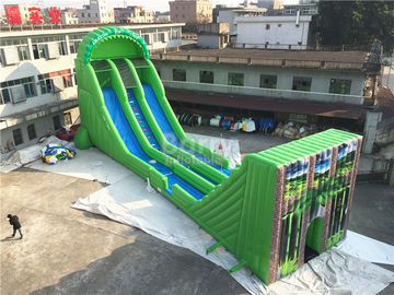 พาณิชย่ายักษ์พอง Zip Line สไลด์สำหรับผู้ใหญ่สีเขียว