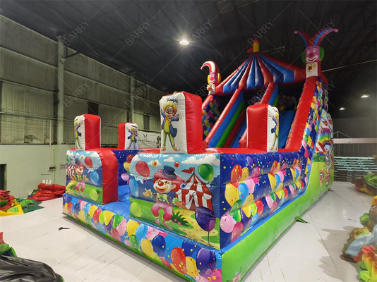 สไลด์เป่าลมตัวตลก 8x4.7x6.5 เมตร สำหรับงานปาร์ตี้เด็ก ทำจาก PVC แบบสั่งทำ