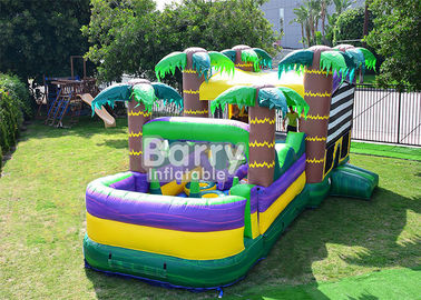 30 FT Palm Beach อุปสรรคเด้งบ้านปราสาท Bouncy ทำให้พองด้วยสไลด์น้ำ