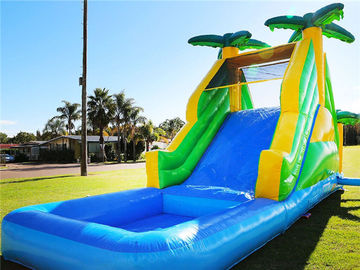Customzied 0.55mm PVC Inflatable Floating Slide พร้อมสระว่ายน้ำ