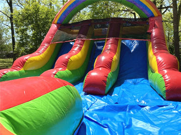 12 '' สนามหลังบ้านเด็กสูงคู่สไลด์น้ำทำให้พองสลิป N สไลด์พร้อมสระน้ำ