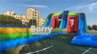 ที่กำหนดเองยักษ์ Rainbow 3 Lanes พองน้ำสไลด์เชิงพาณิชย์สำหรับผู้ใหญ่และเด็ก